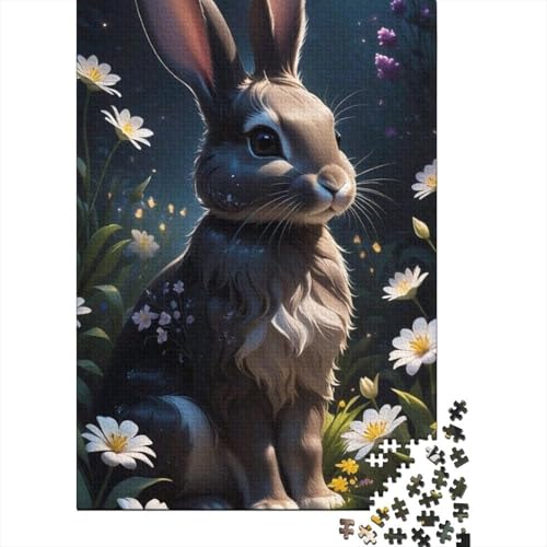 Niedliches Häschen-Puzzle, Dekompressionsspielzeug, rechteckiges Papierpuzzle für Kinder und Erwachsene ab 12 Jahren, 1000 Teile (38 x 26 cm) von GQmoney