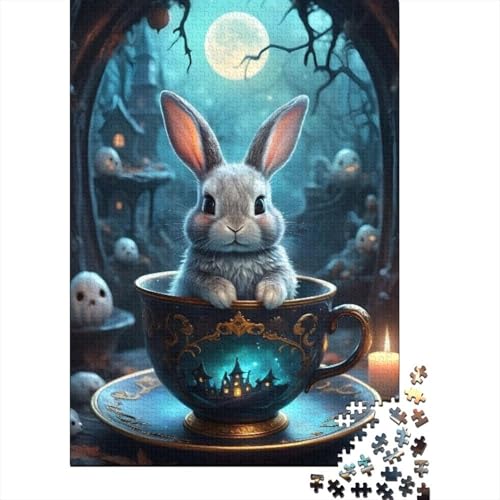 Niedliches Häschen-Puzzle, rechteckig, aus Pappe, 100% recyceltem Karton, Puzzle für Erwachsene, 1000 Teile (38 x 26 cm) von GQmoney