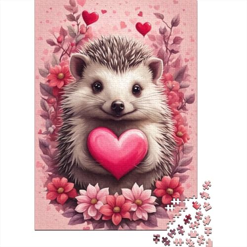 Niedliches Igel-Puzzle, 100% recyceltes Kartonpapier, rechteckiges Puzzle für Erwachsene und Kinder, 1000 Teile (38 x 26 cm) von GQmoney