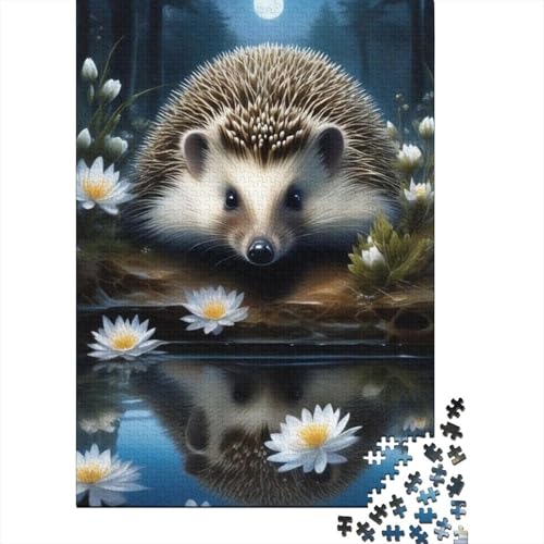 Niedliches Igel-Puzzle, 100% recyceltes Kartonpapier, rechteckiges Puzzle für Erwachsene und Kinder, 1000 Teile (38 x 26 cm) von GQmoney