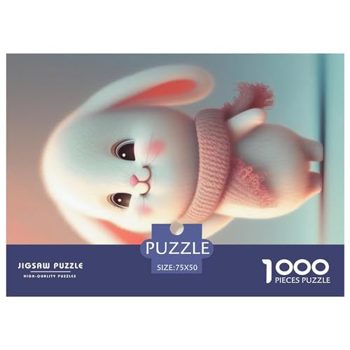 Niedliches Kaninchen-Puzzle, 1000 Teile, kreatives rechteckiges großes Familienpuzzlespiel, Kunstwerk für Erwachsene und Teenager, 1000 Teile (75 x 50 cm) von GQmoney