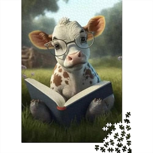 Niedliches Kuh-Puzzle, herausfordernd und knifflig, 100% recycelter Karton, Puzzle für Erwachsene, Geburtstagsgeschenk, 1000 Teile (38 x 26 cm) von GQmoney