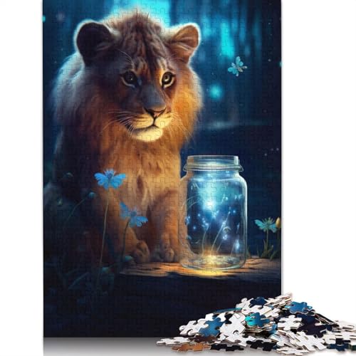 Niedliches Löwen-Leuchtpuzzle für Erwachsene, Lernspiel, Puzzle-Geschenke für Kinder ab 12 Jahren, 1500 Teile (85 x 57 cm) von GQmoney