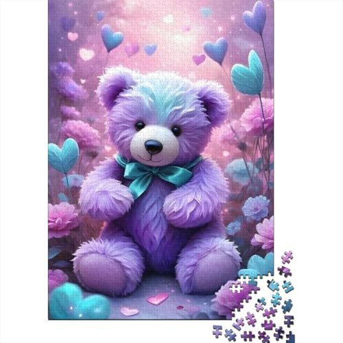 Niedliches Plüschbär-Puzzle, rechteckig, aus Pappe, 100% recyceltem Karton, Puzzle für Erwachsene, 1000 Teile (38 x 26 cm) von GQmoney