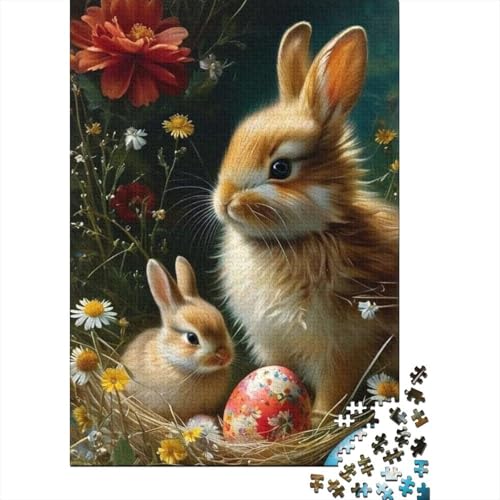 Niedliches Tier-Kaninchen-Puzzle, 100% recycelter Karton, Puzzle für Kinder und Erwachsene ab 12 Jahren, 1000 Teile (38 x 26 cm) von GQmoney