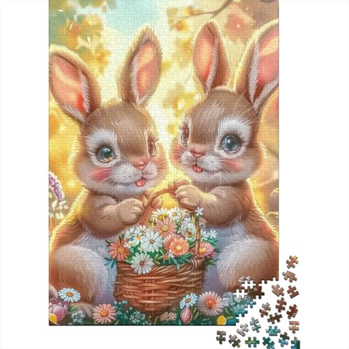 Niedliches Tier-Kaninchen-Puzzle, schwierige Herausforderung, 100% recycelter Karton, Puzzle für Erwachsene, 1000 Teile (38 x 26 cm) von GQmoney
