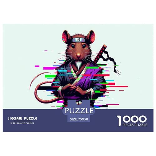 Ninja Rats 1000-teiliges Puzzle für Erwachsene, kreatives rechteckiges Puzzle, Holzpuzzle, Puzzle, Geschenk für Freunde, Familie, 1000 Teile (75 x 50 cm) von GQmoney