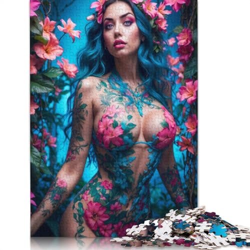 Nude Flower Fashion Girl Puzzle 1500 Teile für Teenager-Geschenke, Holzpuzzle für Erwachsene und Teenager ab 12 Jahren, 1500 Teile (85 x 57 cm) von GQmoney