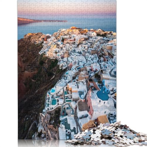 Oia Santorini Luftbild-Puzzle für Erwachsene, kreative Spiele, Puzzle, Geschenk für Jungen oder Mädchen, 520 Teile (52 x 38 cm) von GQmoney