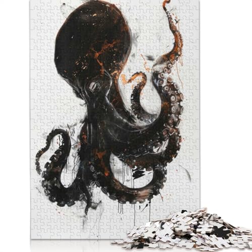 Oktopus-Aquarell-Kunst-Puzzle für Erwachsene, 1000-teiliges Puzzle für Teenager ab 12 Jahren, 1000 Teile (75 x 50 cm) von GQmoney
