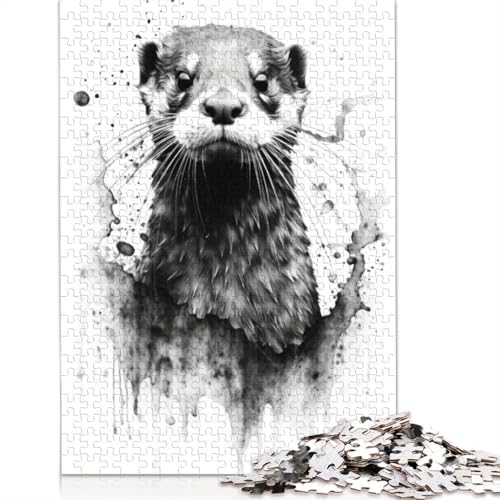 Otter Beauty Aquarell-Puzzle für Erwachsene und Kinder. Skurrile Herausforderung, Spielzeug, Lernspiele, Heimdekoration, Geschenke, 1500 Teile (85 x 57 cm) von GQmoney