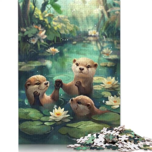 Otter Familys River Joy 1000-teiliges Puzzle für Erwachsene | | Familienspaß-Puzzles für Erwachsene, Geschenke, Denkspiele, 1000 Teile (38 x 26 cm) von GQmoney
