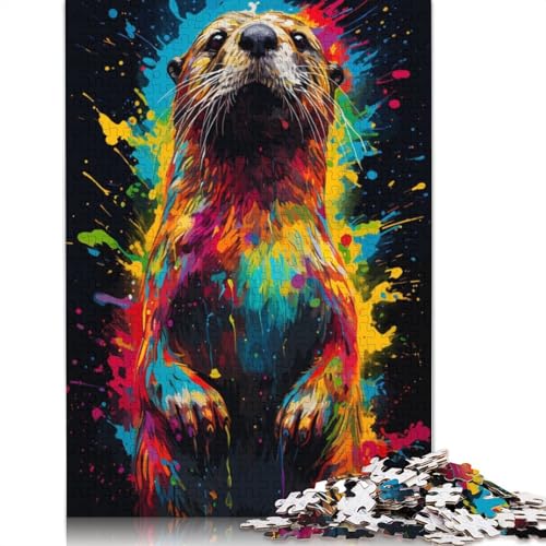 Otter-Gemälde-Poster, Puzzle für Erwachsene, 1000 Teile, kreative Spiele, Puzzle, Geschenke für Männer, für Frauen, Männer, 1000 Stück (75 x 50 cm) von GQmoney