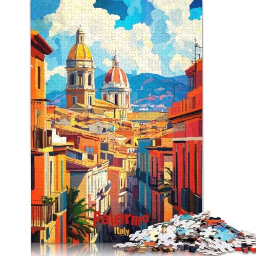 Palermo-Kunstposter, Puzzle für Erwachsene, 1500 Teile, 100% recycelte Holzplatte, Denkpuzzles für Erwachsene, für Jungen oder Mädchen, 1500 Teile (85 x 57 cm) von GQmoney