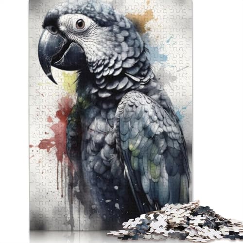 Papageien-Schönheit, Schwarze Tinte, Puzzle für Erwachsene und Kinder, unmögliche Herausforderung, Spielzeug, Lernspiele, Heimdekoration, Geschenke, 1500 Teile (85 x 57 cm) von GQmoney