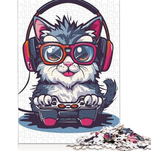 Perserkatze Gaming 1000-teiliges Puzzle für Erwachsene, Spielzeug, Denkspiel, Lernspiel für Erwachsene, Stressabbau, Heimdekoration, 1000 Teile (38 x 26 cm) von GQmoney
