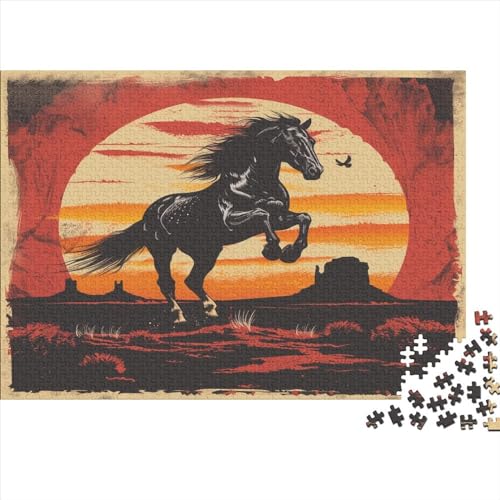 Pferd 1000-teiliges Puzzle für Teenager, Geschenke, Holzpuzzle, Puzzle für Erwachsene, Lernspiele für zu Hause, DIY-Spielzeug, 1000 Teile (75 x 50 cm) von GQmoney