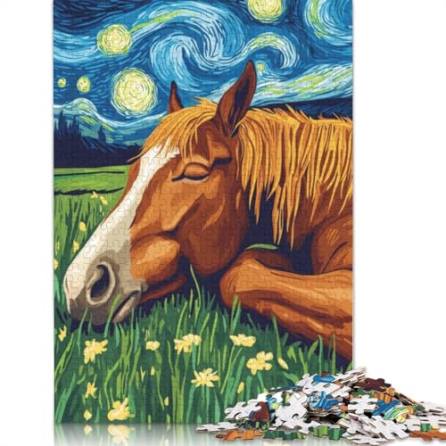 Pferd in der Sternennacht, Puzzlespielzeug für Erwachsene, Lernspiel, Puzzlespiele für Erwachsene für Frauen und Männer, 1000 Teile (75 x 50 cm) von GQmoney