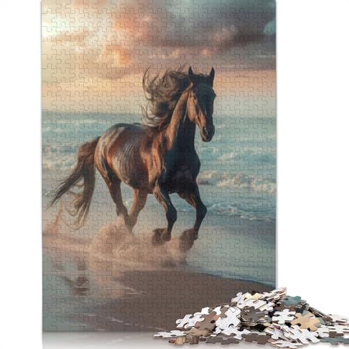 Pferde-Strand-Galopp, 1000-teiliges Puzzle, Familienspaß für Erwachsene und herausforderndes Spiel, Spiele zum Stressabbau und einzigartige Geschenke, 1000 Teile (38 x 26 cm) von GQmoney