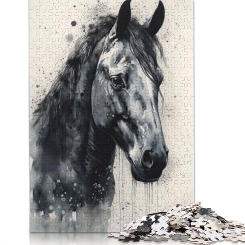 Pferdeschönheit Aquarell-Puzzle für Erwachsene und Kinder. Tolles Geschenk, Herausforderungsspielzeug, Lernspiel, Heimdekoration, ab 14 Jahren, 520 Teile (52 x 38 cm) von GQmoney