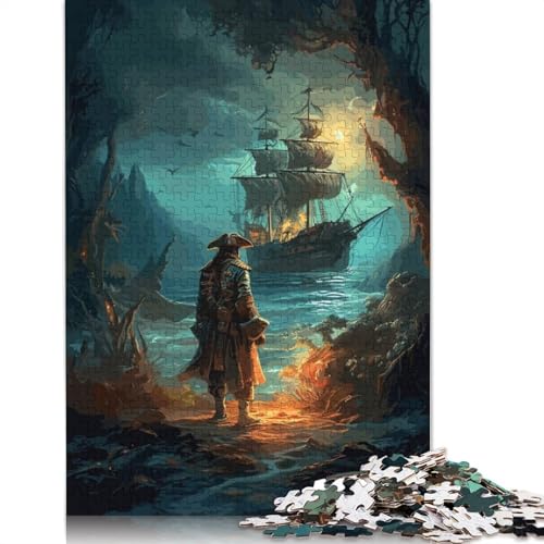 Piratenbucht-Schiffspuzzle für Erwachsene, 1000 Teile, Holzpuzzles für Teenager, Geschenke, Lernspiel für Erwachsene und Teenager, 1000 Teile (75 x 50 cm) von GQmoney
