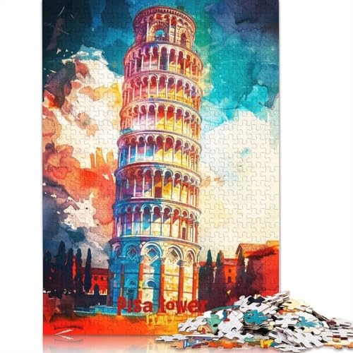 Pisa Tower Art Poster Puzzle für Erwachsene, Premium-Puzzle aus 100% recyceltem Brett, Problemlösungsrätsel für Erwachsene und Kinder, 520 Teile (52 x 38 cm) von GQmoney
