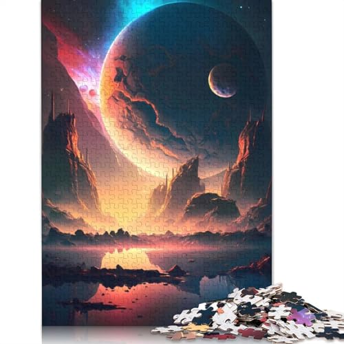 Planet im Himmel Puzzle für Erwachsene, 1000 Teile, 100 Prozent recycelte Holzplatte, Denkpuzzles für Erwachsene, für Jungen oder Mädchen, 1000 Teile (75 x 50 cm) von GQmoney