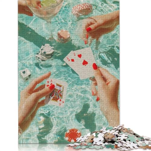 Poolside-Poker-Puzzle für Erwachsene und Kinder. Unmögliches Herausforderungsspielzeug, Lernspiel, Heimdekoration für Erwachsene und Kinder ab 14 Jahren, 520 Teile (52 x 38 cm) von GQmoney