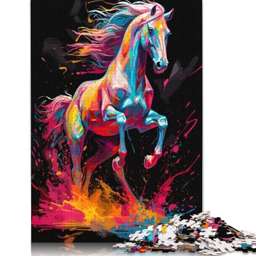 Poster-Puzzle mit Pferdemalerei, herausfordernd und knifflig, für Erwachsene, für Jungen oder Mädchen, 1000 Teile (75 x 50 cm) von GQmoney
