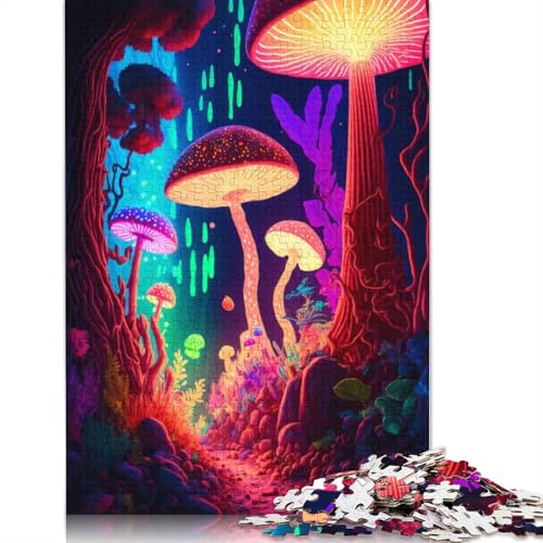 Psychedelisches Waldkunst-Puzzle, 520 Teile, Erwachsenen-Puzzle, Holzpuzzles, nachhaltiges Puzzle für Erwachsene, Spiele, 520 Teile (52 x 38 cm) von GQmoney