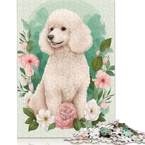 Pudel-Blumenporträt, 1000-teiliges Puzzle für Erwachsene, Spielzeug, Denkspiel, Lernspiel für Erwachsene, Stressabbau, Heimdekoration, 1000 Teile (75 x 50 cm) von GQmoney