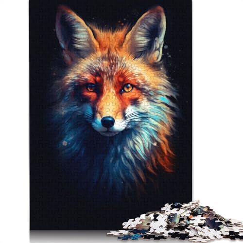 Puzzle, quadratisch, 1000 Teile, aus Holz, mit Fuchstieren, ideal für die Dekoration des Hauses (75 x 50 cm) von GQmoney
