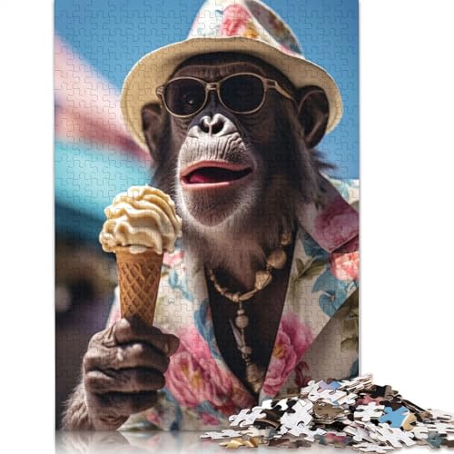 Puzzle „AFFE isst EIS“ für Erwachsene und Kinder. Unmögliches Herausforderungsspielzeug, Lernspiel, Heimdekoration, ab 14 Jahren, 1500 Teile (85 x 57 cm) von GQmoney