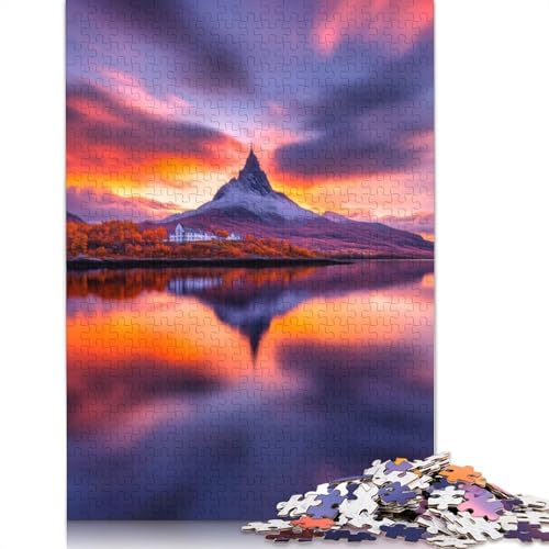 Puzzle „Bergspiegelung bei Sonnenuntergang“, farbenfrohe und Coole Puzzles für Kinder ab 12 Jahren, 1000 Teile (75 x 50 cm) von GQmoney