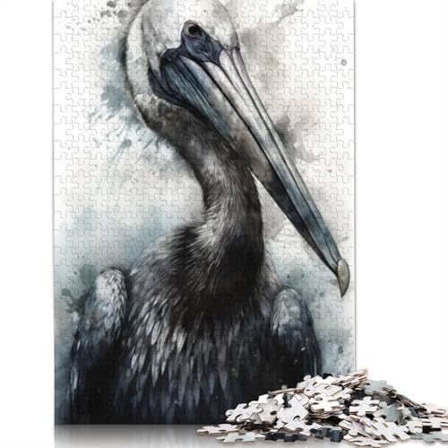 Puzzle „Pelican Beauty – Aquarell“ für Erwachsene und Kinder. Unmögliches Herausforderungsspielzeug, Lernspiele, Heimdekoration, ab 14 Jahren, 520 Teile (52 x 38 cm) von GQmoney