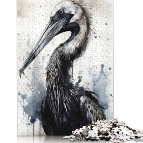 Puzzle „Pelican Beauty“ mit schwarzer Tinte für Erwachsene und Kinder. Tolles Geschenk, Herausforderungsspielzeug, Lernspiele, Heimdekoration, ab 14 Jahren, 1000 Teile (75 x 50 cm) von GQmoney