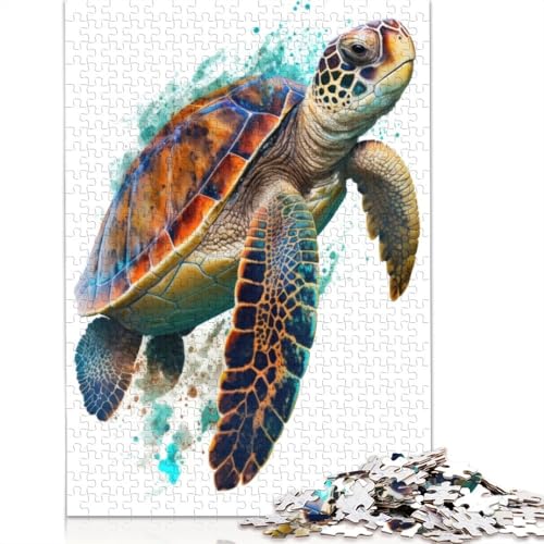 Puzzle „Schildkröte in Aquarell“ für Erwachsene und Kinder. Skurrile Herausforderung, Spielzeug, Lernspiele, Heimdekoration, ab 14 Jahren, 520 Teile (52 x 38 cm) von GQmoney