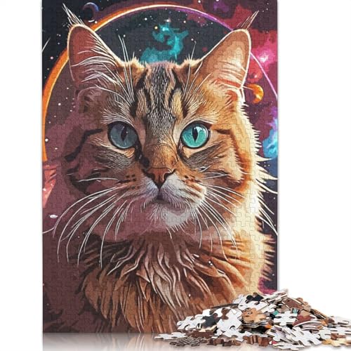 Puzzle 1000 Teile, Katzen-Weltraum-Puzzle, Schwierigkeitsgrad für Erwachsene, Lernspielzeug, Spiele, Familiendekoration, 1000 Teile (38 x 26 cm) von GQmoney