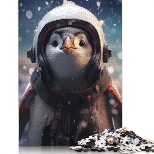Puzzle 1000 Teile, süßer Astronautenpinguin, quadratische Puzzles für Erwachsene und Holzpuzzles, Heimdekoration, Puzzlespielzeug, 1000 Teile (75 x 50 cm) von GQmoney