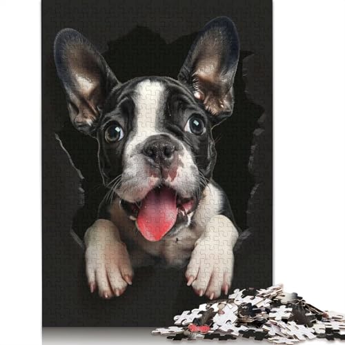 Puzzle 1000 Teile Boston Terrier Puzzle für Erwachsene Schwierigkeitsgrad Puzzle Lernspielzeug Spiele Familiendekoration 1000 Stück (75x50cm) von GQmoney