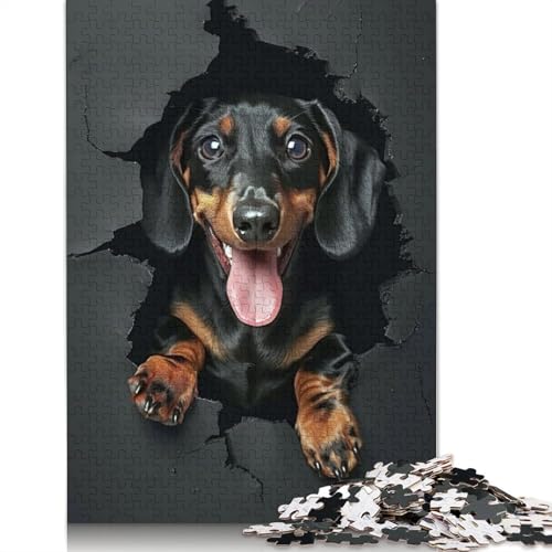 Puzzle 1000 Teile Dackel-Hundepuzzle für Erwachsene, Schwierigkeitsgrad: Puzzle, Lernspielzeug, Spiele, Familiendekoration, 1000 Teile (38 x 26 cm) von GQmoney
