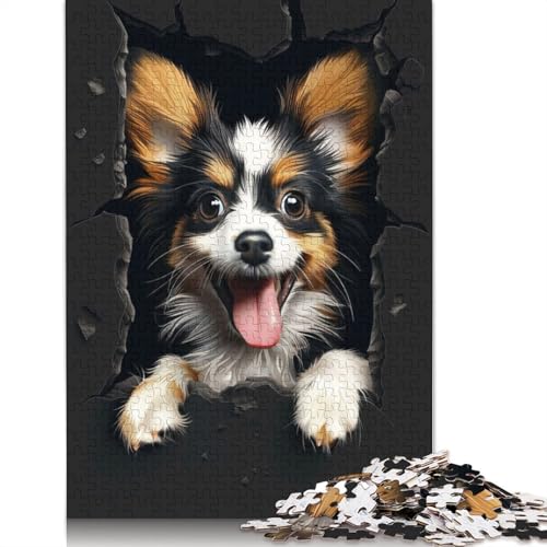 Puzzle 1000 Teile Papillon-Hundepuzzle für Erwachsene, Schwierigkeitsgrad: Puzzle, Lernspielzeug, Spiele, Familiendekoration, 1000 Teile (75 x 50 cm) von GQmoney