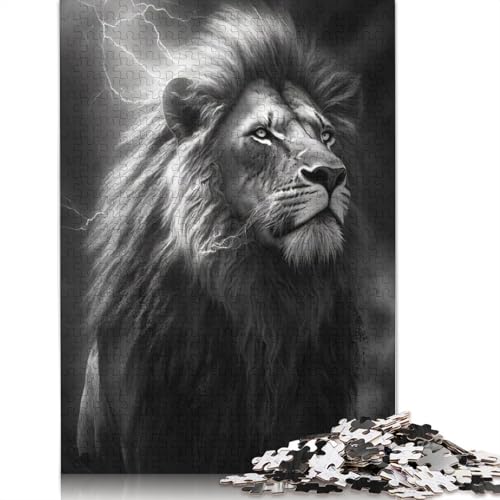 Puzzle 1000 Teile für Erwachsene, Thunder Lion, quadratisches Puzzle für Erwachsene und einzigartiges Holzpuzzle, pädagogisches Spaßspiel, Spielzeug, 1000 Teile (75 x 50 cm) von GQmoney