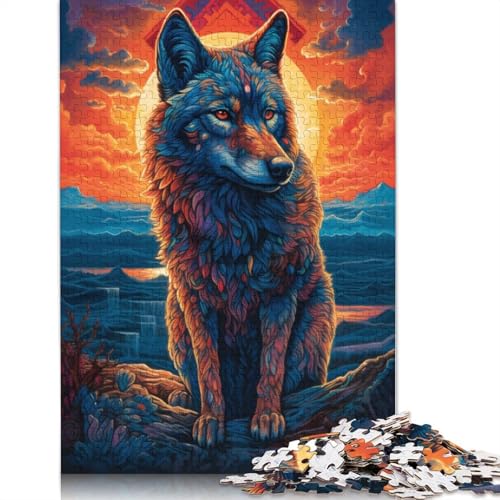 Puzzle 1000 Teile für Erwachsene, Wolf, 4 Quadrate, Holzpuzzle, praktisches Spiel, 1000 Teile (75 x 50 cm) von GQmoney