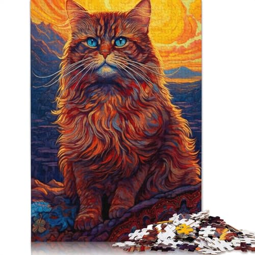 Puzzle 1000 Teile für Erwachsene, abstraktes quadratisches Puzzle "Katze 2", Holzpuzzle, praktisches Spiel mit 1000 Teilen (75 x 50 cm) von GQmoney
