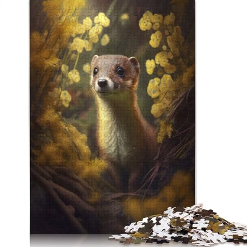 Puzzle 1000 Teile für Erwachsene, niedliches kleines Wiesel-Puzzle, quadratisches Puzzle für Erwachsene und Holzpuzzles, einzigartige Herausforderungsspiele, 1000 Teile (75 x 50 cm) von GQmoney