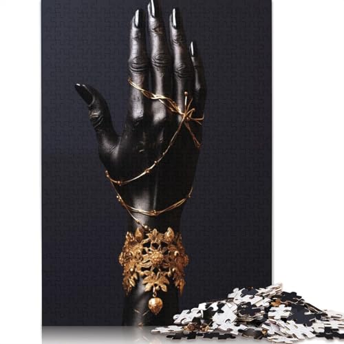Puzzle 1000 Teile für Erwachsene, quadratisches Puzzle mit schwarzem und goldenem Schmuck, Puzzle für Erwachsene, Holzpuzzle, praktisches Spiel mit 1000 Teilen (75 x 50 cm) von GQmoney