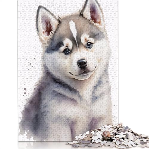Puzzle 1500 Teile, süßes Baby-Welpen-Malerei, quadratische Puzzles für Erwachsene und Holzpuzzles, Heimdekoration, Puzzlespielzeug, 1500 Teile (85 x 57 cm) von GQmoney