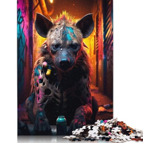 Puzzle 1500 Teile Erwachsene Square Puzzle Graffiti Hyäne Street Art Holzpuzzle Erwachsene Herausforderung Spiele 1500 Teile (85x57cm) von GQmoney