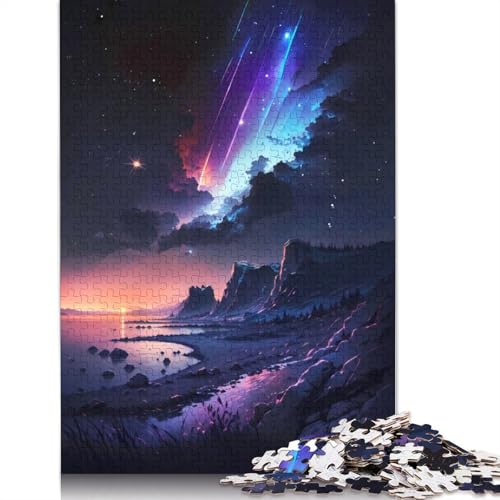 Puzzle 1500 Teile Nachthimmel mit Sternschnuppen für Erwachsene, Geschenke, Puzzles für Erwachsene, Lernspiele zu Hause, DIY-Spielzeug, 1500 Teile (85 x 57 cm) von GQmoney